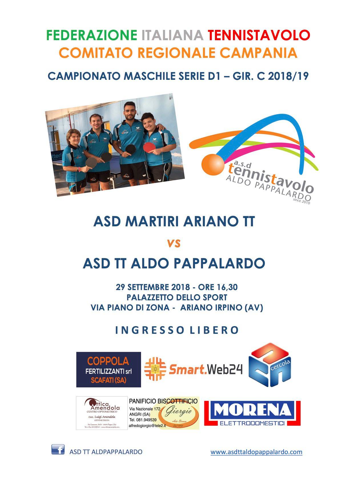 1^ Giornata Campionato Maschile Serie D1 Gir. C.